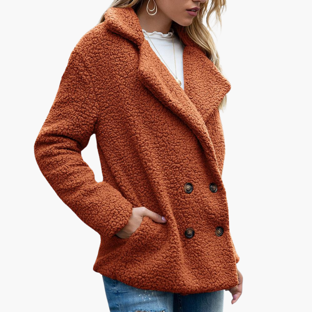 Marlowe | Women's Oversized Teddy Lapel Collar Faux Fur Jacket