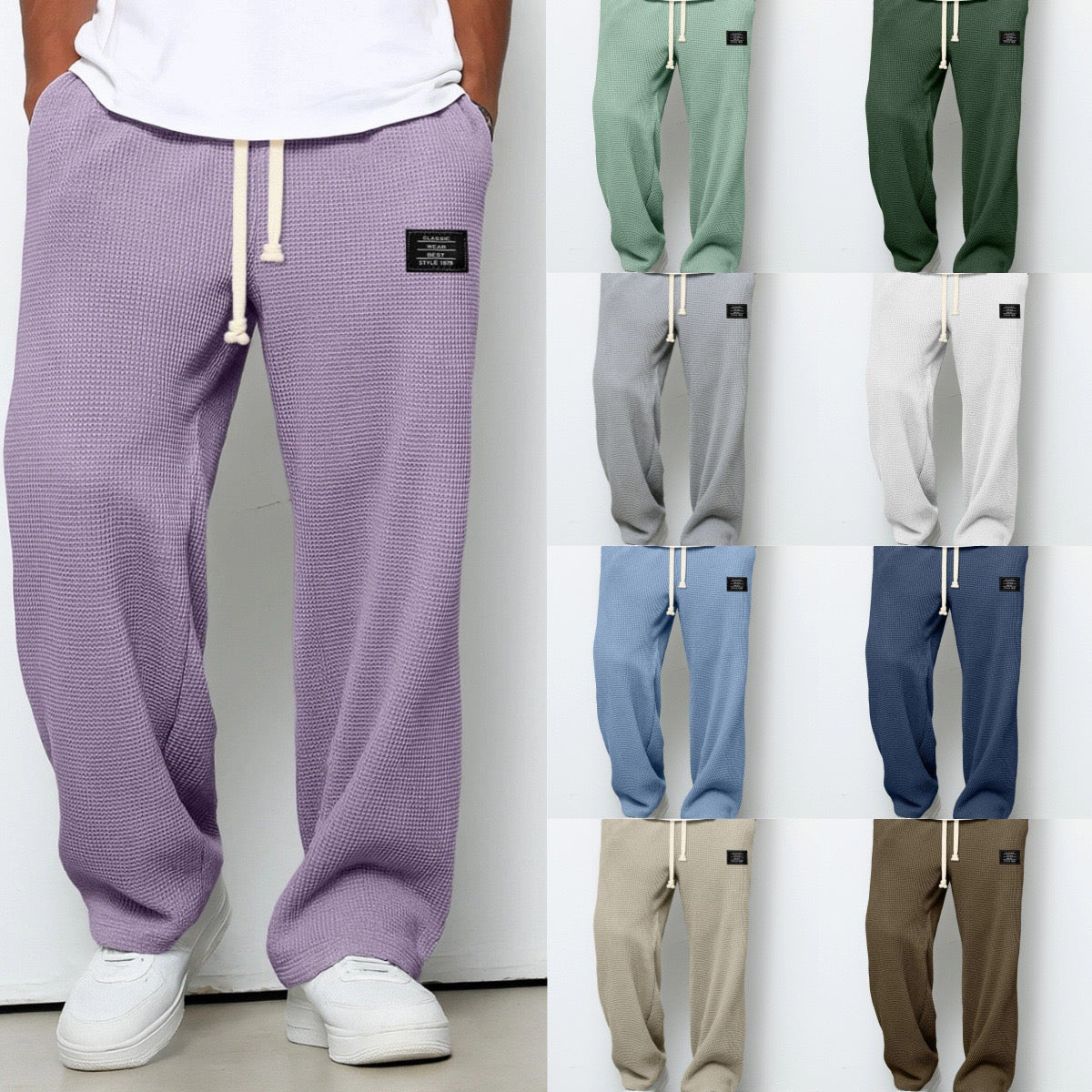 Wesley | Men's Relaxed Fit Drawstring Wide Leg Casual Pant