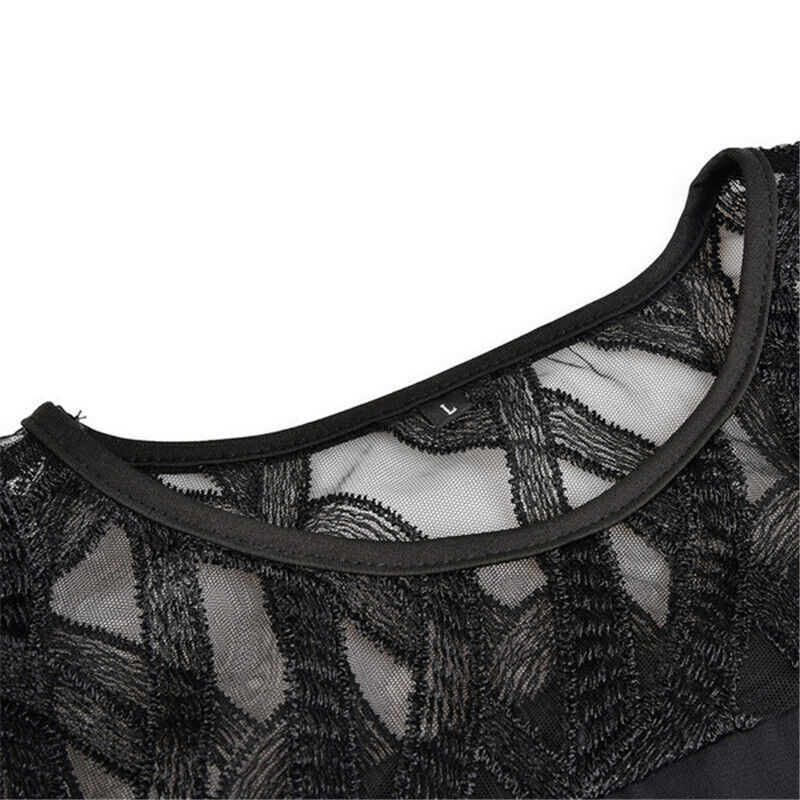 Madeline | Women's Plus Size Midi Dress Lace Mesh Overlay Elegant