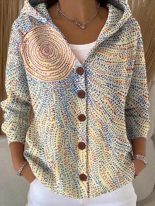 Thandra | Women's Colourful Printed Button-Front Hooded Shirt