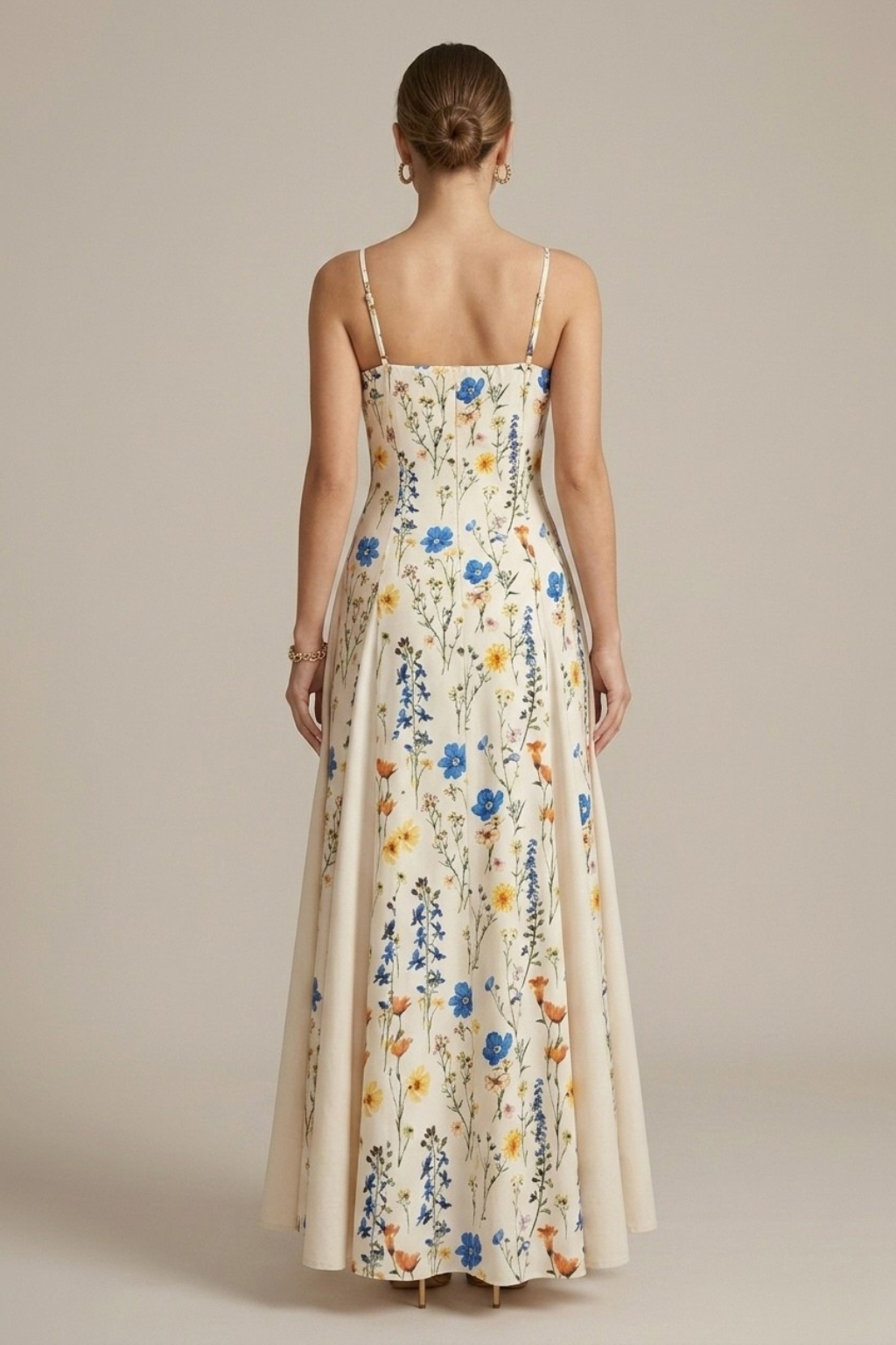 Jade | Floral Spaghetti Strap Sweetheart A-Line Maxi Dress