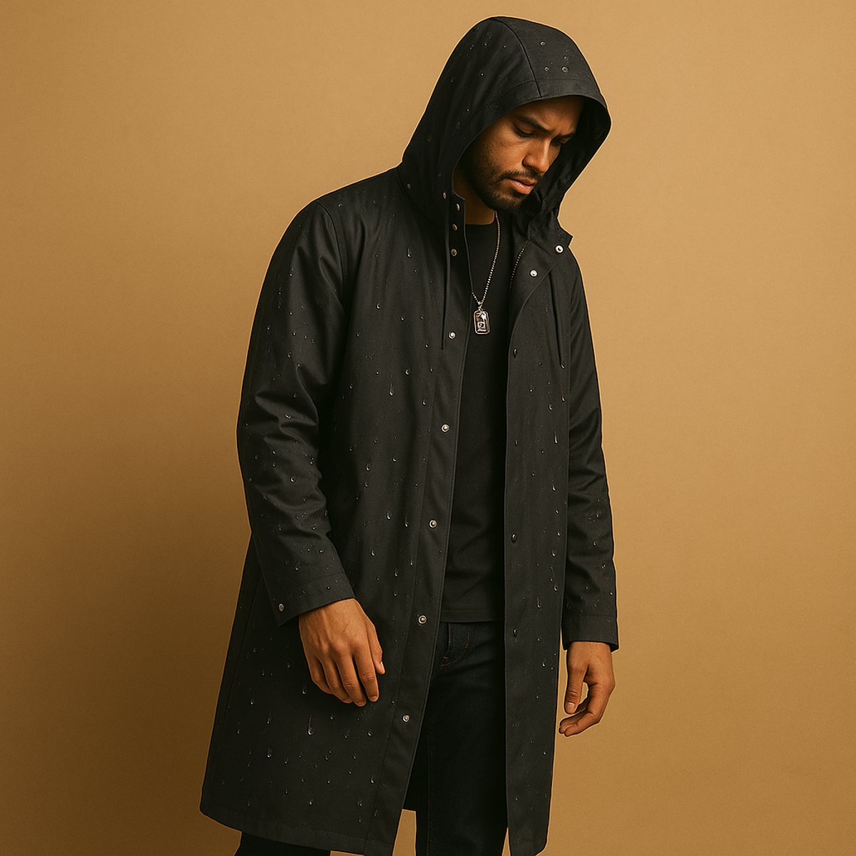 Everett | Men's Waterproof Hooded Longline Rain Jacket
