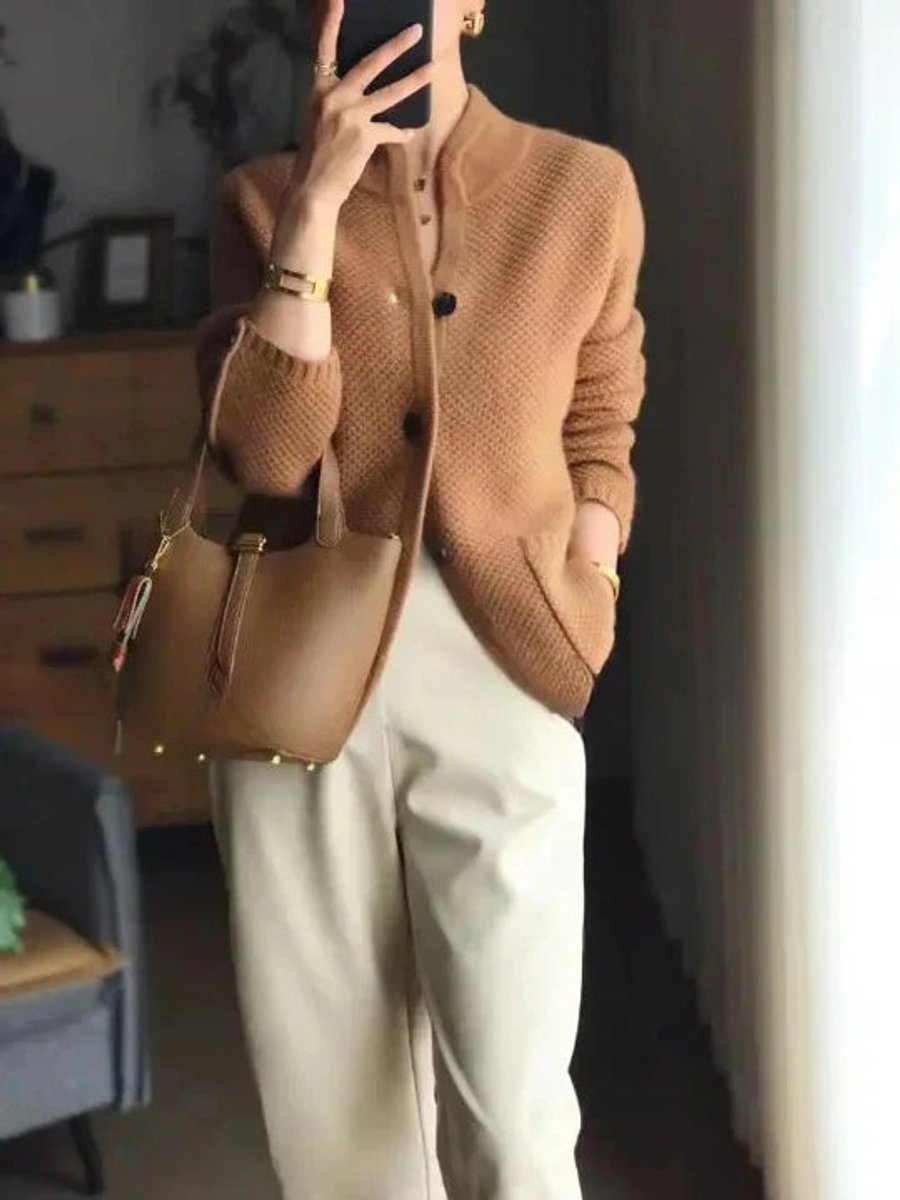Rosalind | Women's Button-Front Stand Collar Knit Cardigan