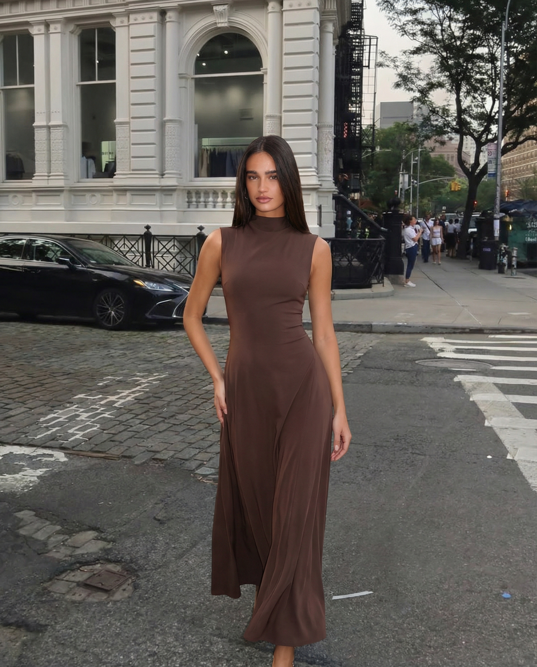 Grace | Sleeveless Flared A-Line Midi Wedding Guest Dress