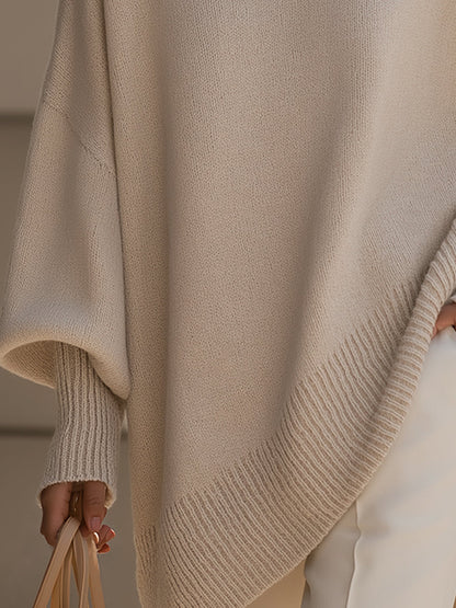 Rosalind | Women's Oversized Draped Asymmetric Knit Poncho Sweater