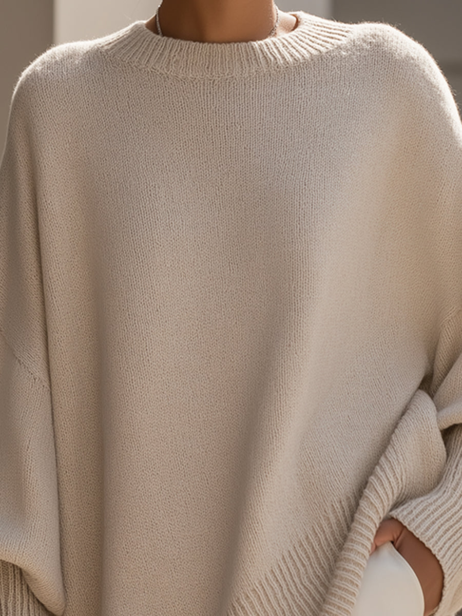 Rosalind | Women's Oversized Draped Asymmetric Knit Poncho Sweater
