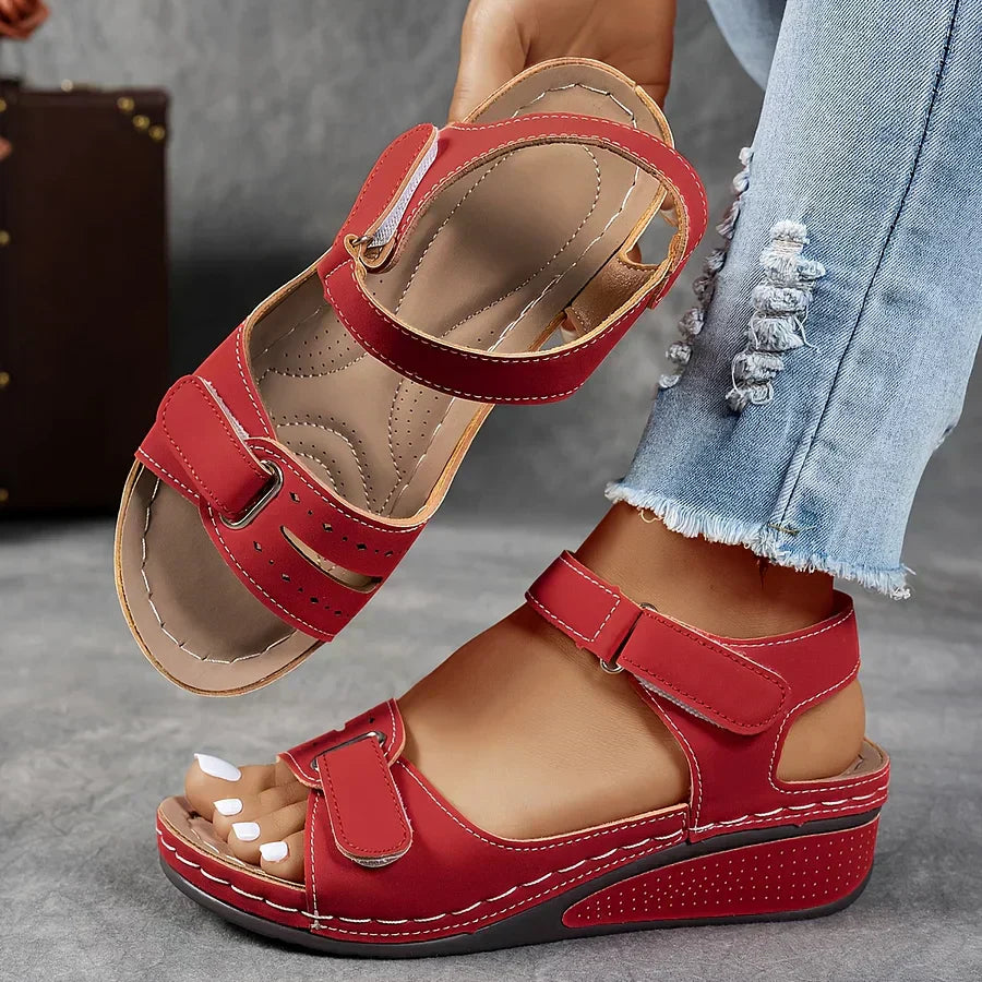 Quinn | Cutout Strap Velcro Ankle Open Toe Orthopedic Walking Sandal