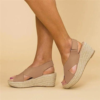 Neve | Cross Strap Espadrille Wedge Slingback Orthopedic Sandal