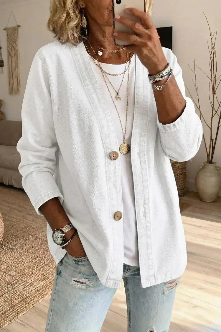 Marlowe | Women's Washed Denim Open-Front Cardigan Jacket