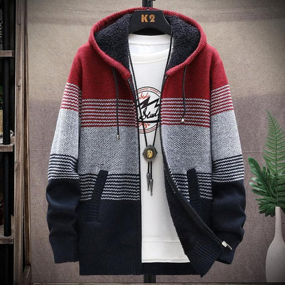 Thatcher | Men's Knitted Hooded Fleece-Lined Cardigan