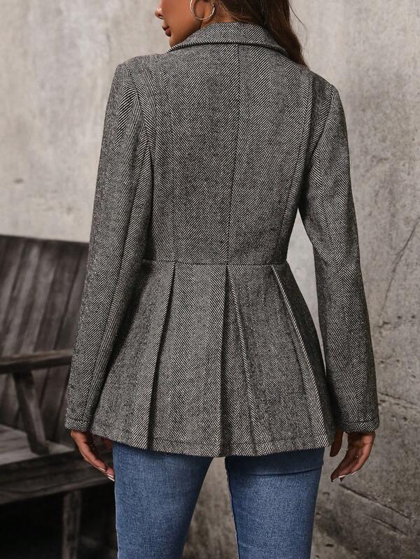 Clara | Women's Herringbone Peplum Tailored Blazer