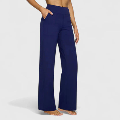 Ame | Wide Waistband High Waist Wide Leg Pocket Casual Pant