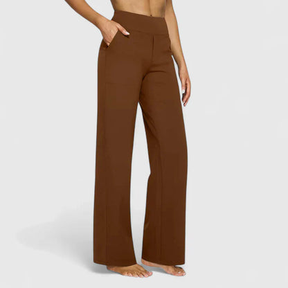 Ame | Wide Waistband High Waist Wide Leg Pocket Casual Pant