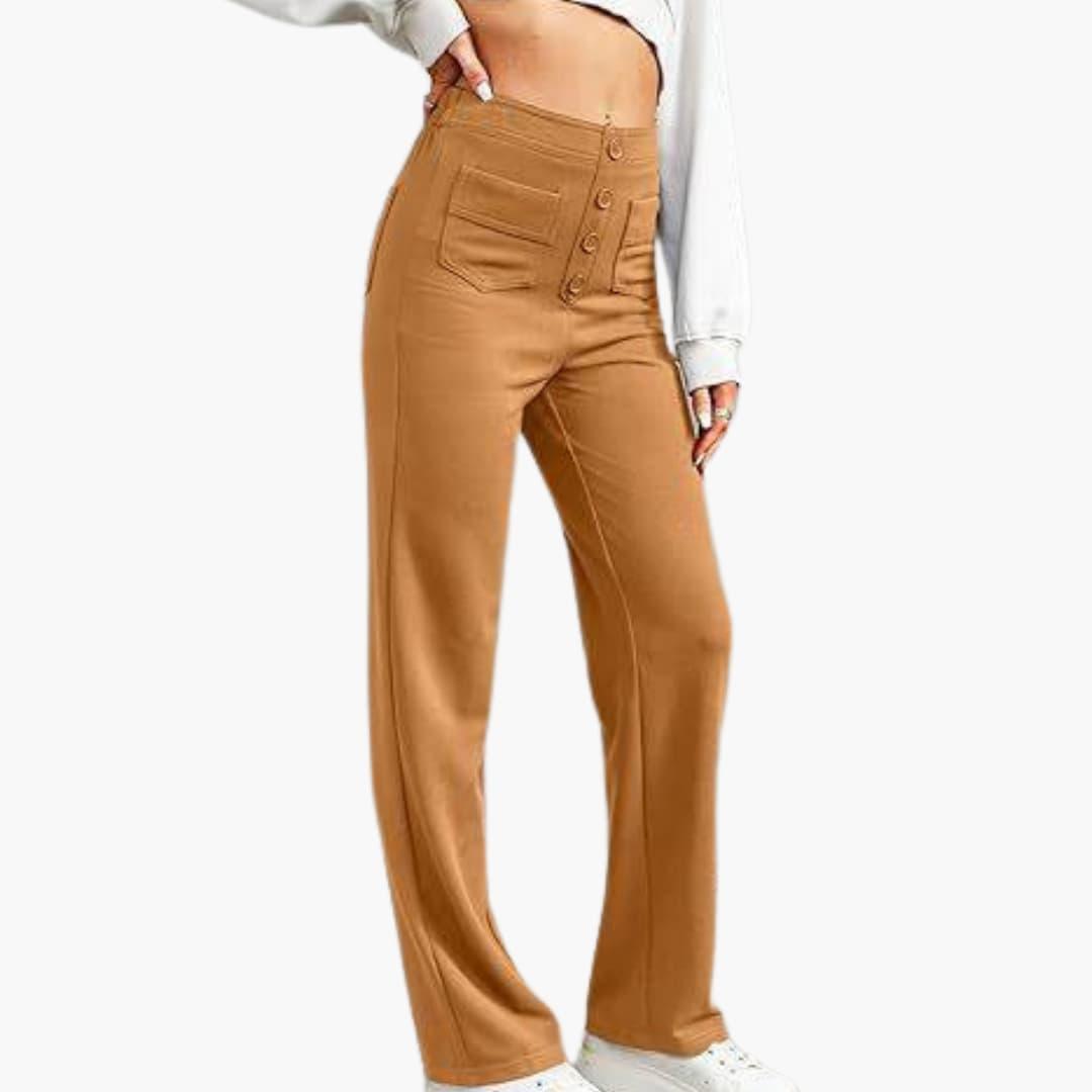 Marlowe | Women's High Waisted Wide Leg Patch Pocket Trousers