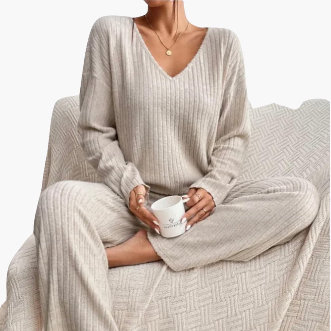 Neutral Haven | Women's Ribbed Knit Lounge Set