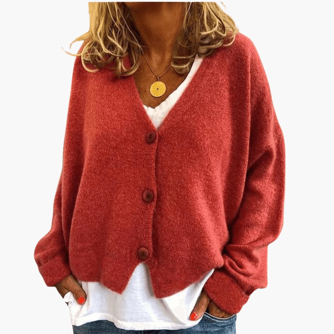 Marlowe | Women's Knitted Button-Up V-Neck Cardigan