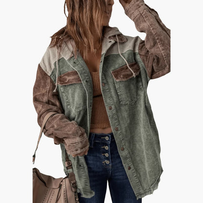 Marlowe | Women's Colorblock Corduroy Button-Up Shacket