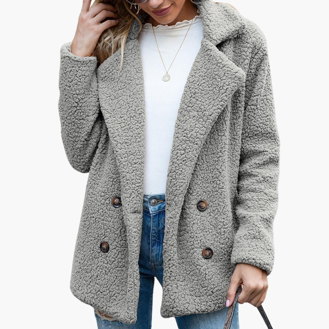 Marlowe | Women's Oversized Teddy Lapel Collar Faux Fur Jacket