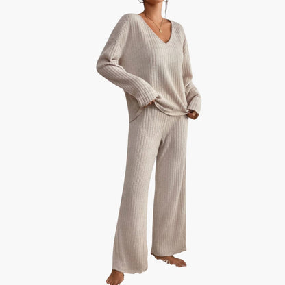 Neutral Haven | Women's Ribbed Knit Lounge Set