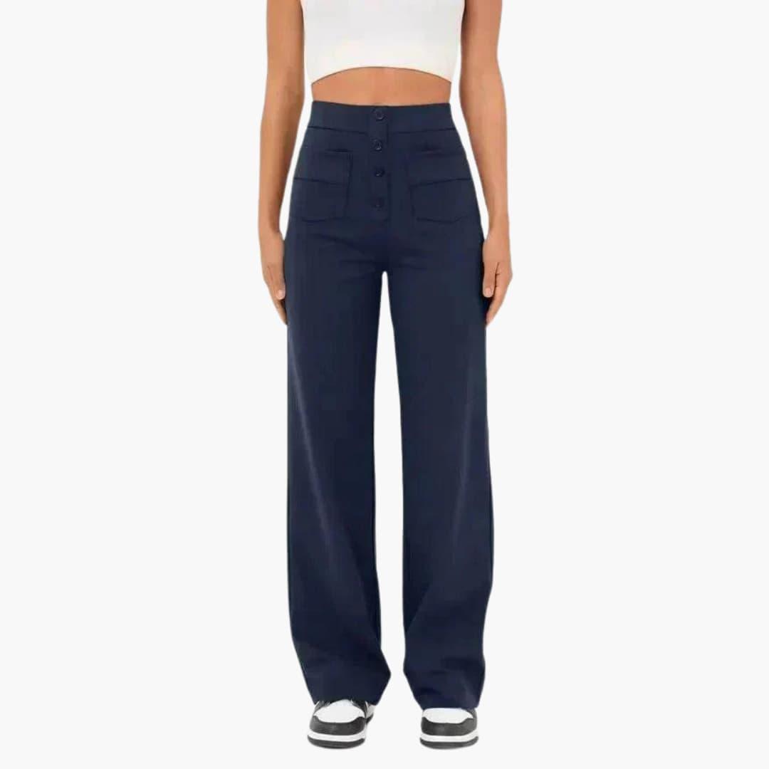 Marlowe | Women's High Waisted Wide Leg Patch Pocket Trousers