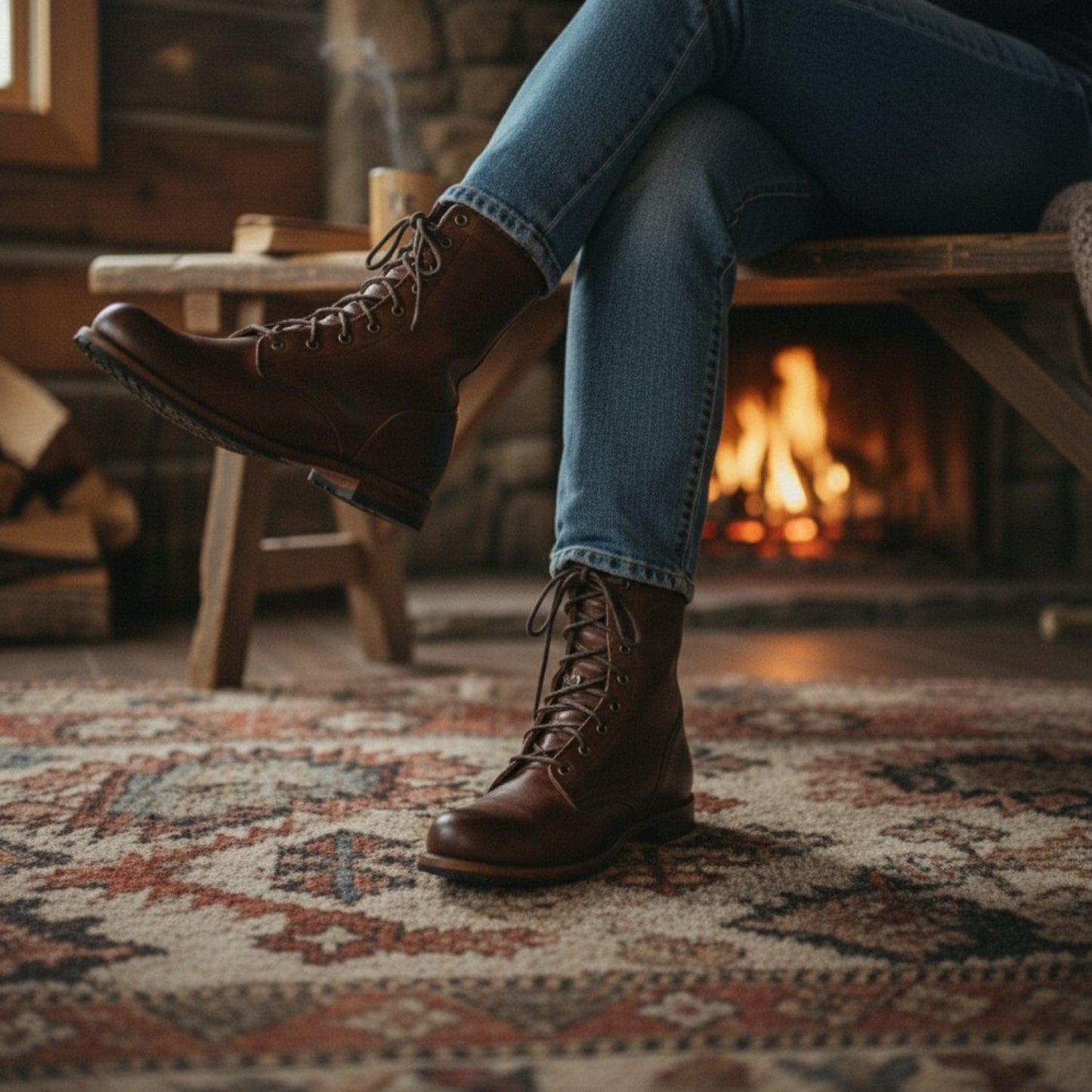 Harper | Women's Lace-Up Leather Combat Ankle Boot