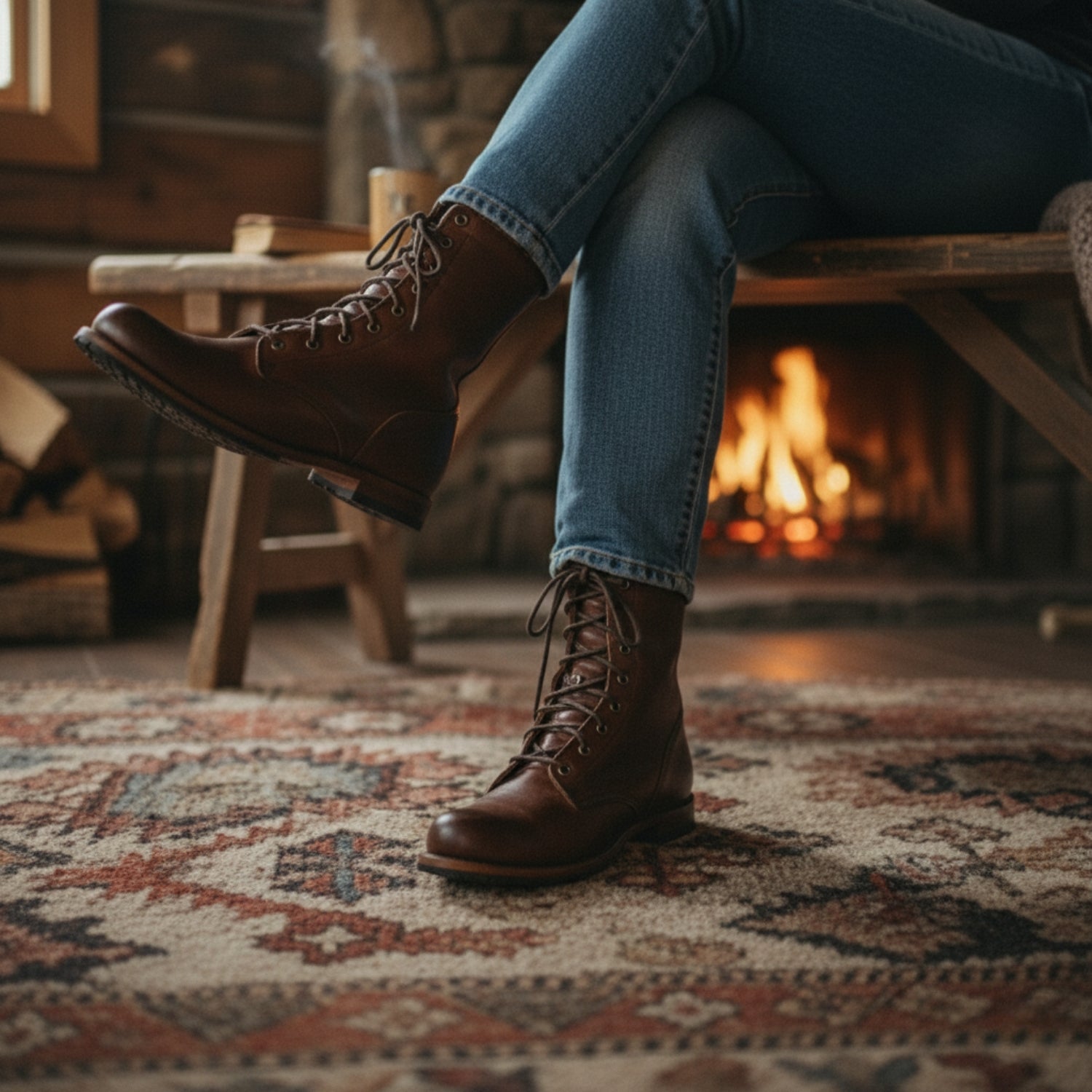 Harper | Women's Lace-Up Leather Combat Ankle Boot
