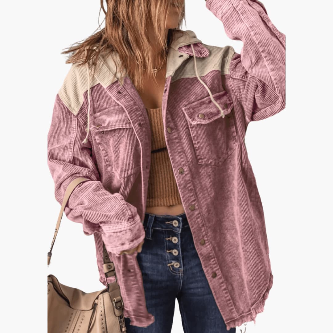 Marlowe | Women's Colorblock Corduroy Button-Up Shacket