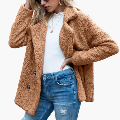 Marlowe | Women's Oversized Teddy Lapel Collar Faux Fur Jacket