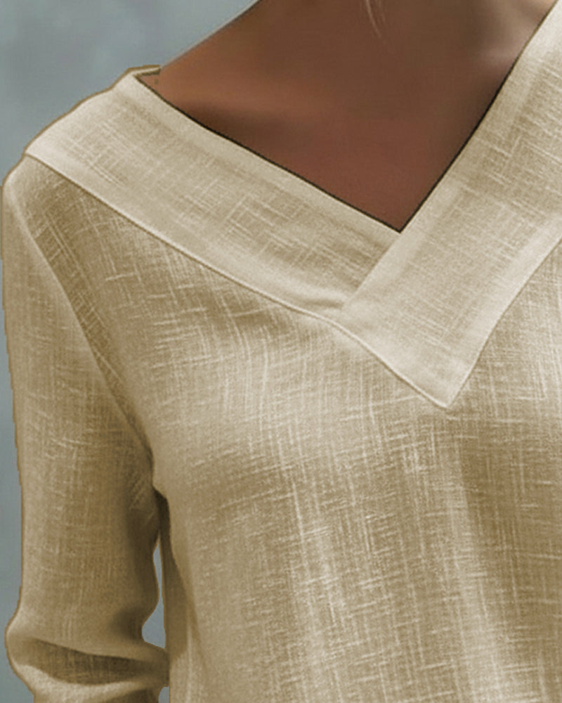 Aria | Off Shoulder Asymmetric V Neck Long Sleeve Relaxed Top