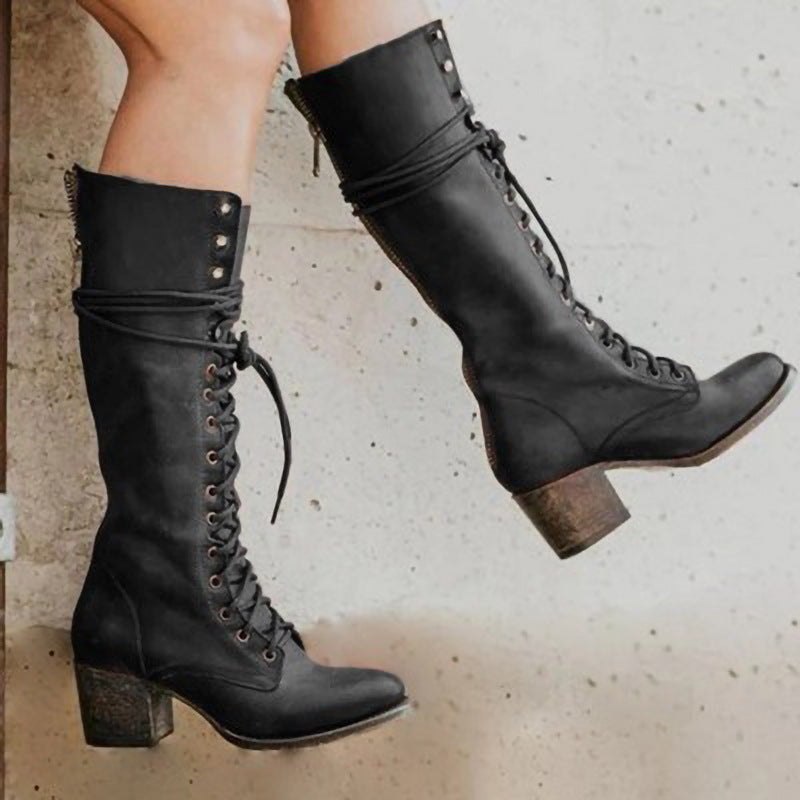 Fenwick | Women's Lace-Up Knee-High Heeled Boot