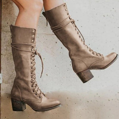 Fenwick | Women's Lace-Up Knee-High Heeled Boot