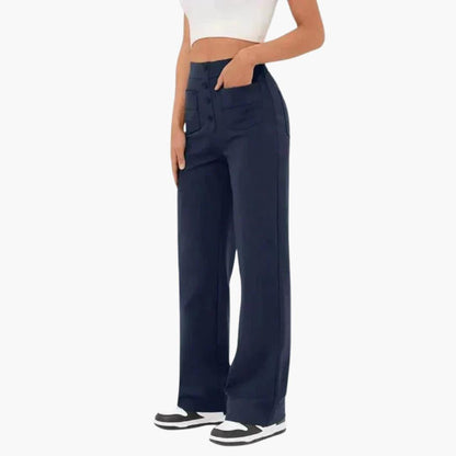 Marlowe | Women's High Waisted Wide Leg Patch Pocket Trousers