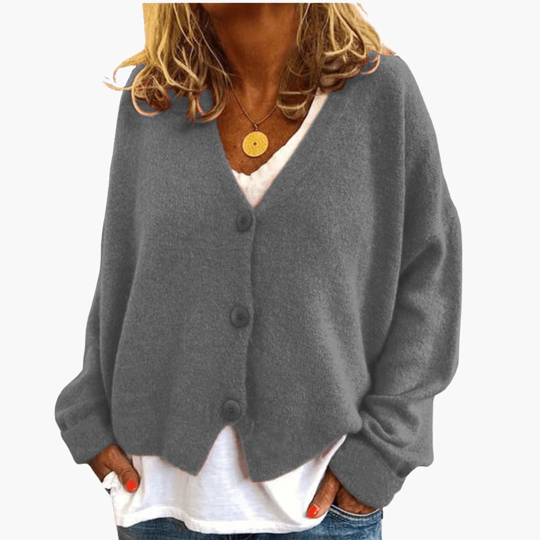 Marlowe | Women's Knitted Button-Up V-Neck Cardigan