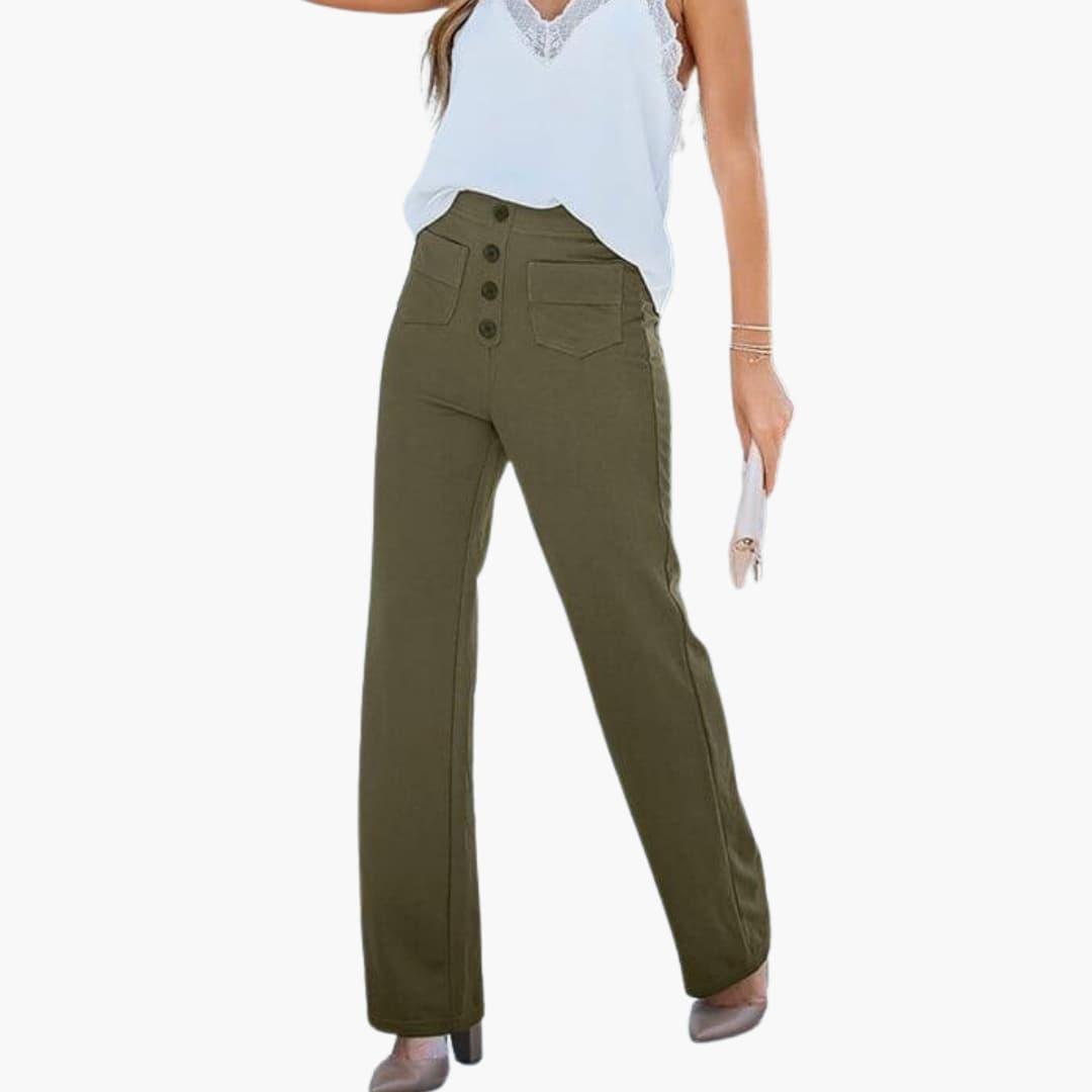 Marlowe | Women's High Waisted Wide Leg Patch Pocket Trousers