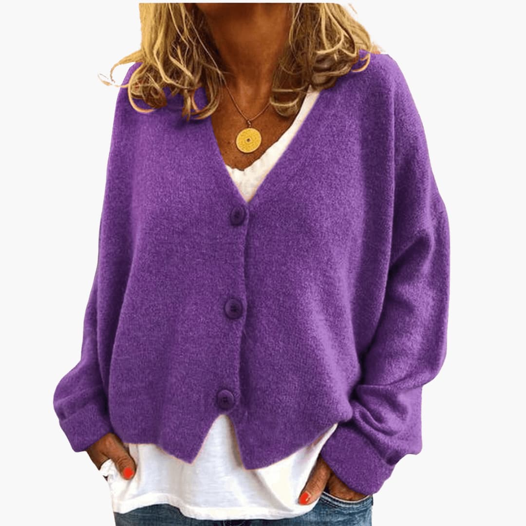 Marlowe | Women's Knitted Button-Up V-Neck Cardigan