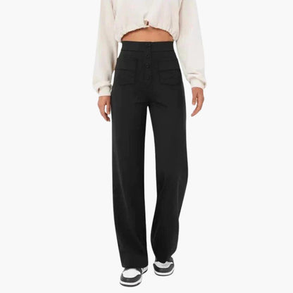 Marlowe | Women's High Waisted Wide Leg Patch Pocket Trousers