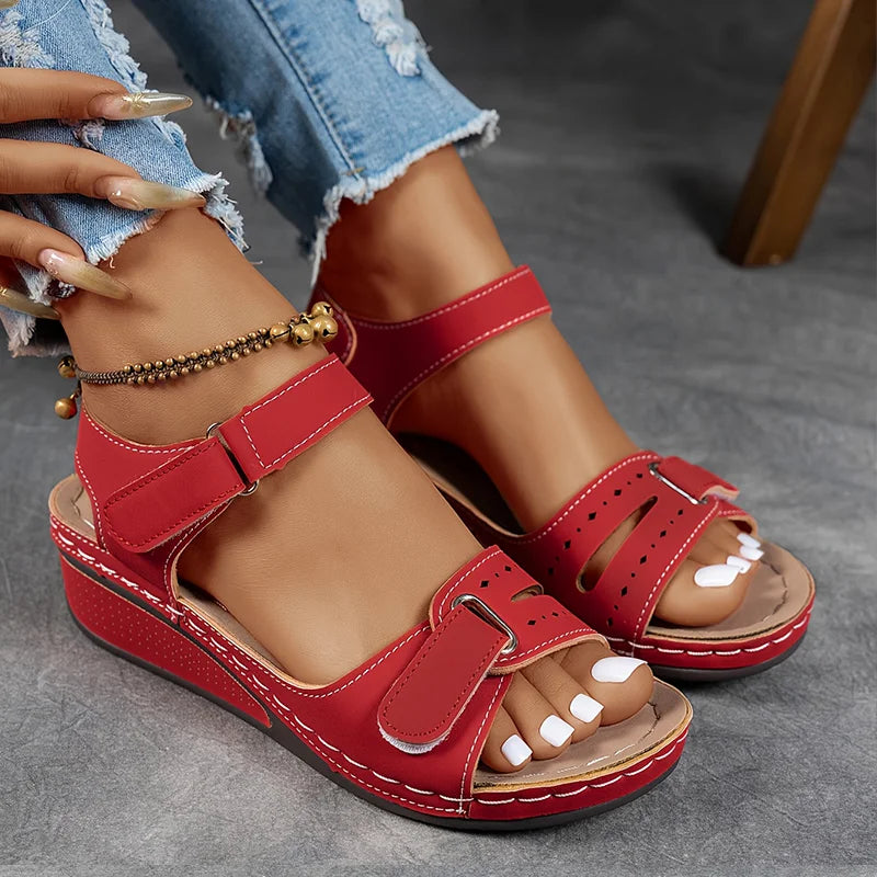 Quinn | Cutout Strap Velcro Ankle Open Toe Orthopedic Walking Sandal