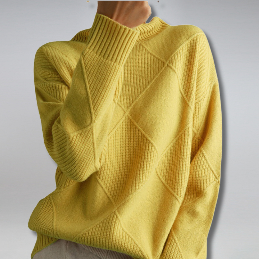 Elowen | Women's Oversized Turtleneck Textured Knit Jumper