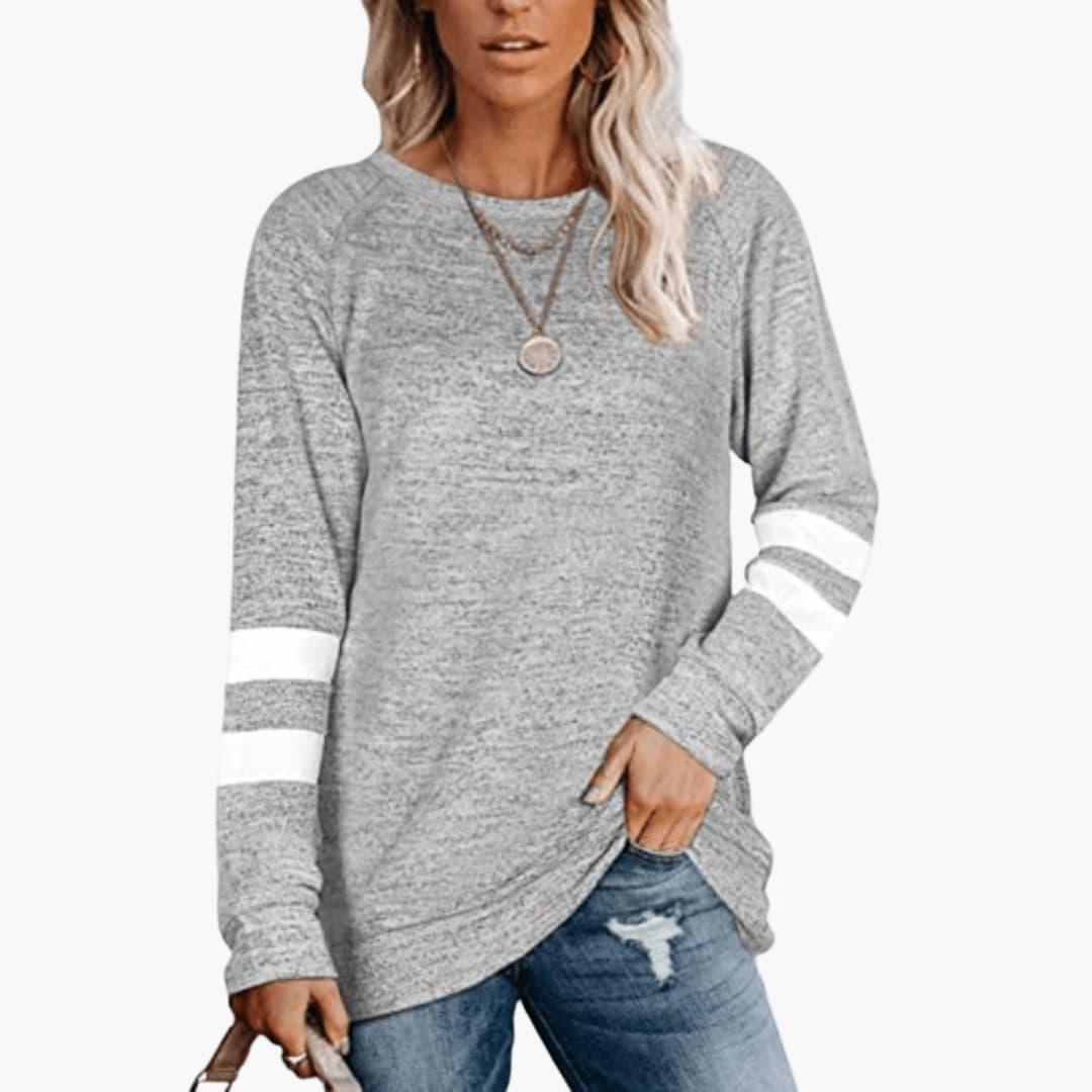Sienna | Women's Long Sleeve Crew Neck Striped Casual Top