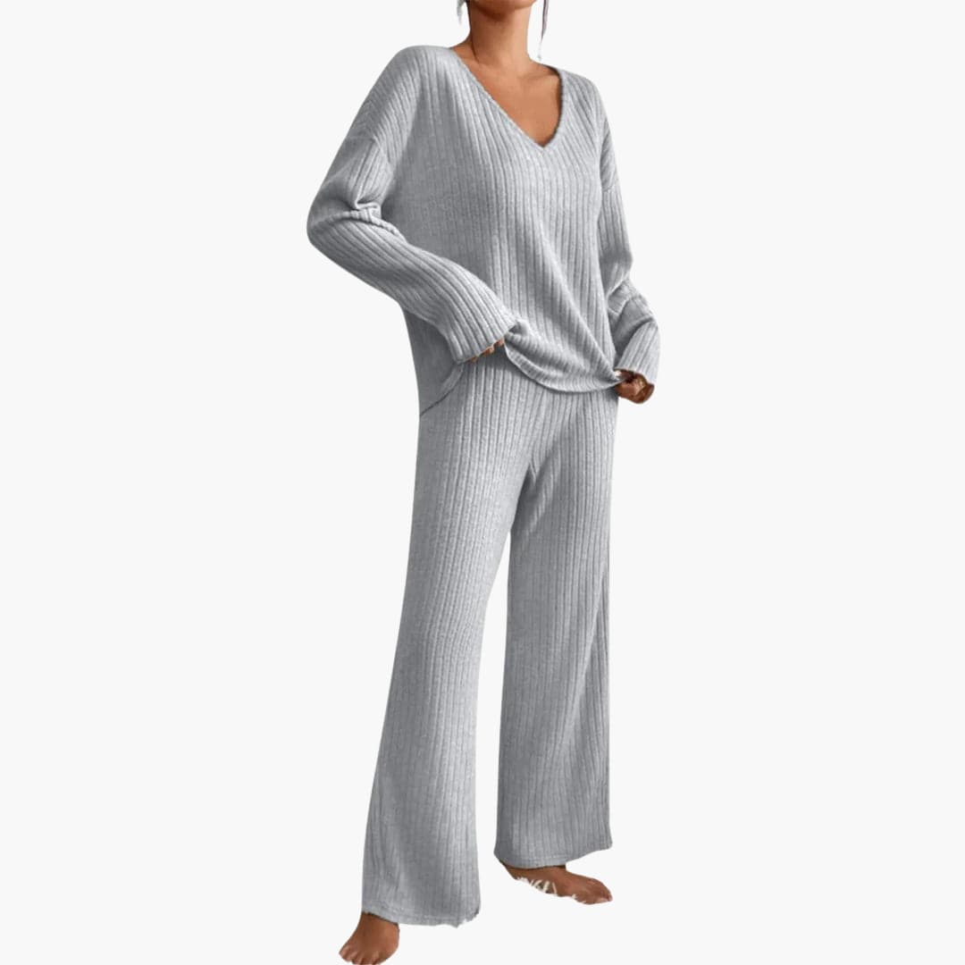 Neutral Haven | Women's Ribbed Knit Lounge Set