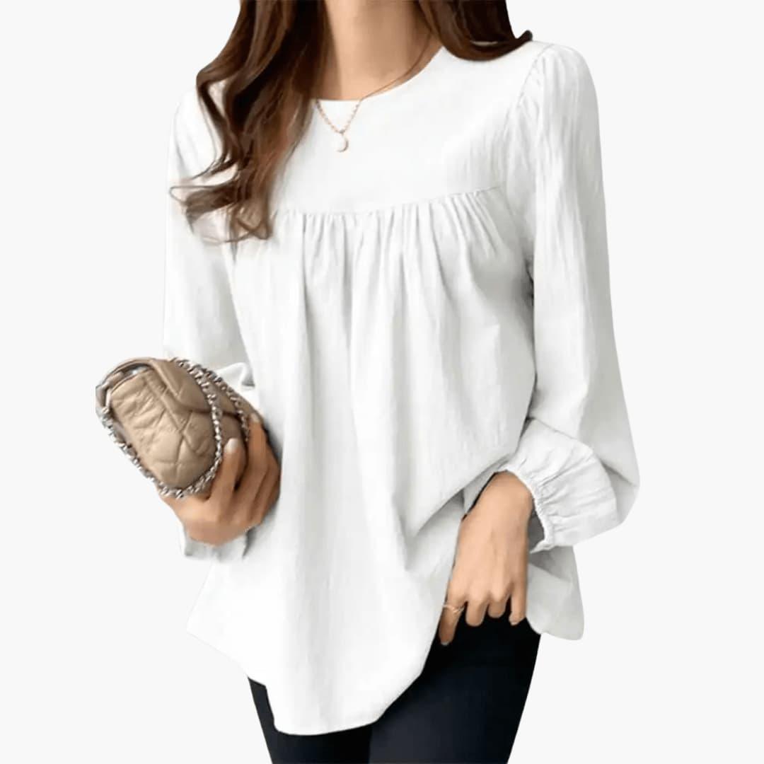Elara | Women's Long Sleeve Round Neck Flowy Blouse