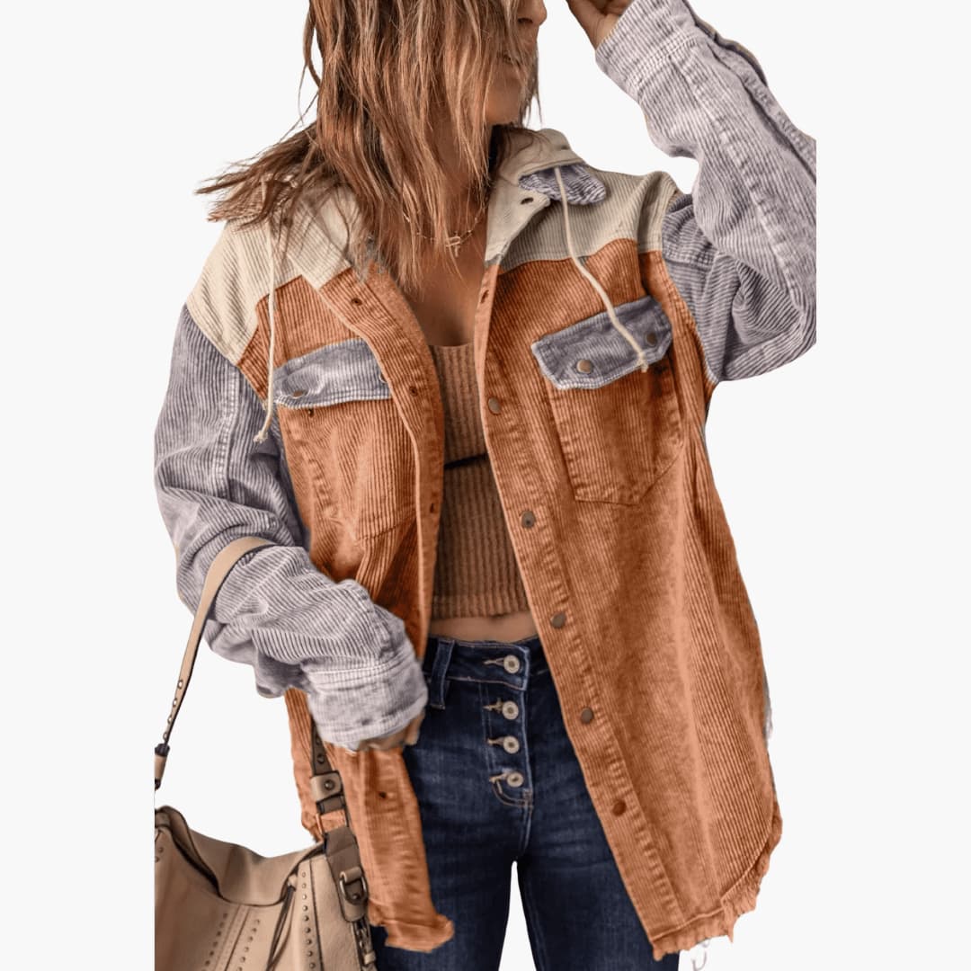 Marlowe | Women's Colorblock Corduroy Button-Up Shacket
