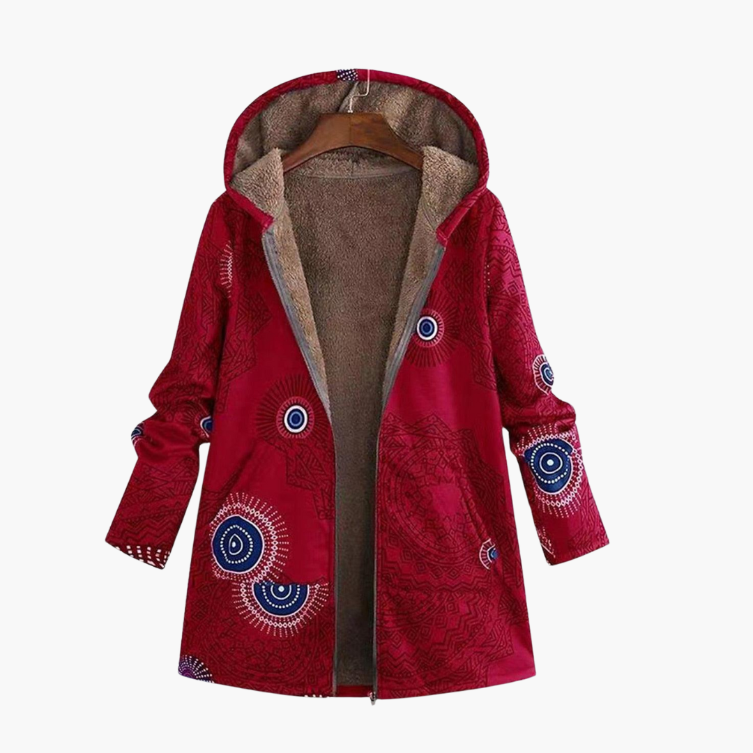 Marisol | Women's Hooded Sherpa-Lined Boho Print Winter Jacket