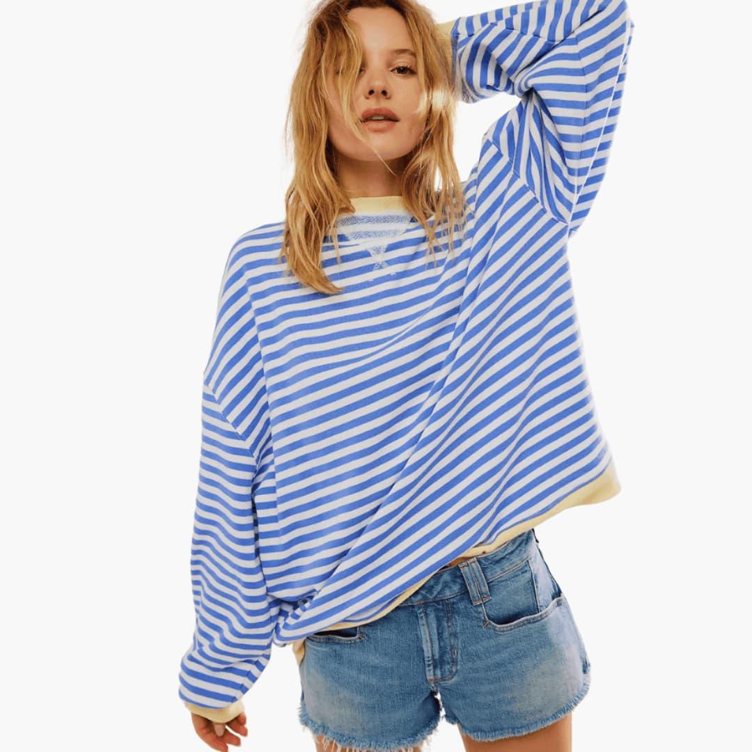 Marlowe | Women's Striped Relaxed Long Sleeve Top