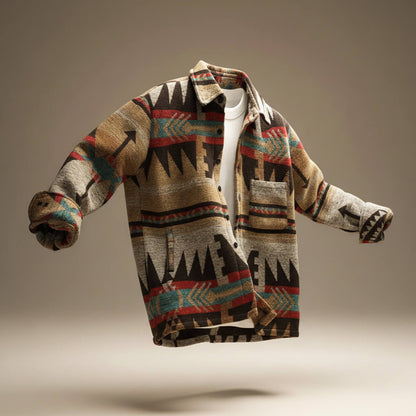 Silas | Men's Aztec Print Wool Blend Relaxed Fit Shacket Jacket
