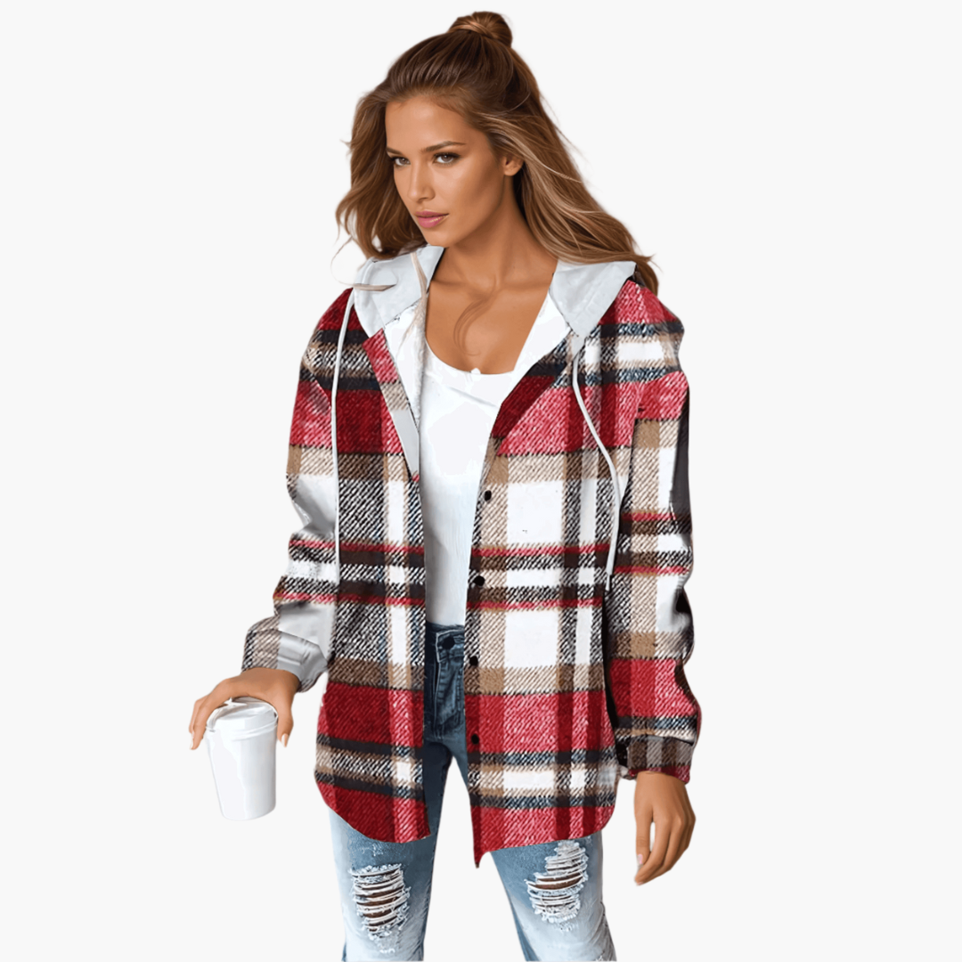 Harper | Women's Plaid Hooded Button-Up Shacket