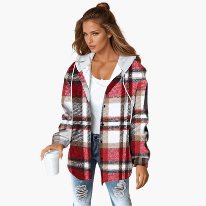 Harper | Women's Plaid Hooded Button-Up Shacket