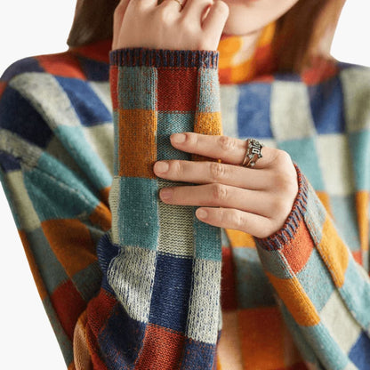 Marisol | Women's Colorblock Turtleneck Relaxed Fit Sweater