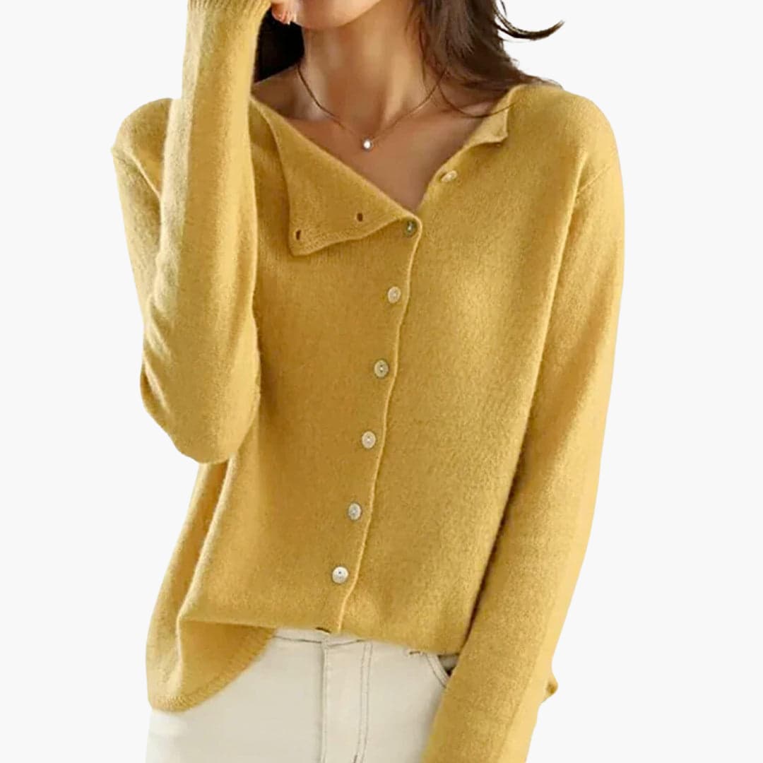 Delphine | Women's Asymmetric Button Front Knit Cardigan