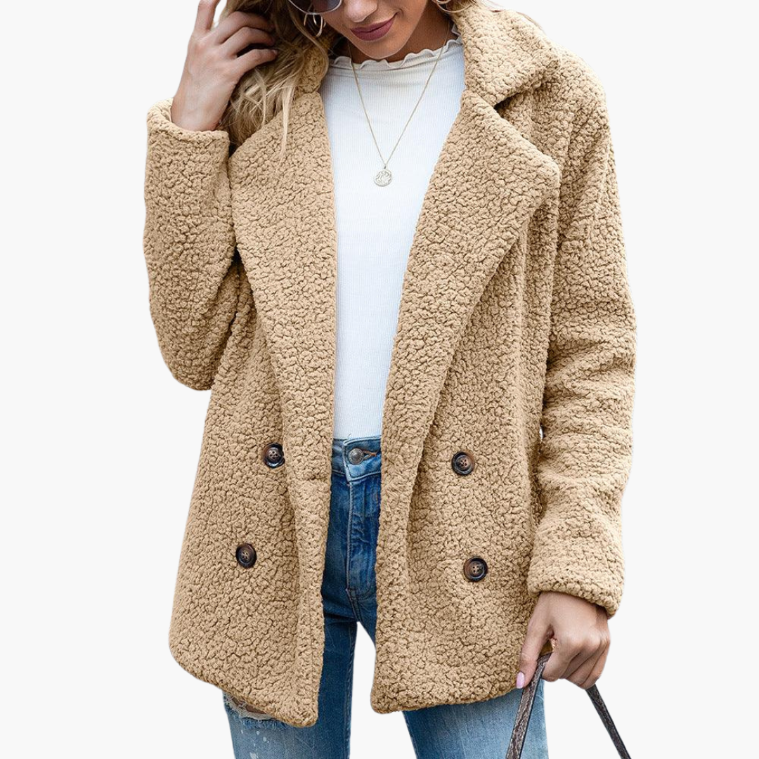 Marlowe | Women's Oversized Teddy Lapel Collar Faux Fur Jacket